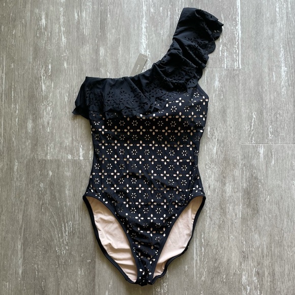 J Crew One Shoulder Ruffle One Piece Swimsuit Women S Size 8 Navy New Fashion Swimwear Theveterinarymedicine Com